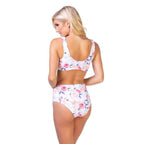Floral Print And Striped Pattern Bikini - VacationGrabs