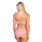 Solid Ribbed Pink Ruffled Bikini Set - VacationGrabs