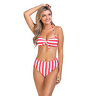 Stripped Bandeau Bikini Set - VacationGrabs