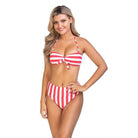 Stripped Bandeau Bikini Set - VacationGrabs