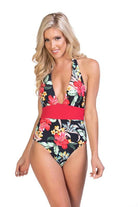 Women's Swimwear - 1PC Tropical Halter One Piece Swimsuit