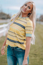 Stripe Short Sleeve Crew Neck T-Shirt