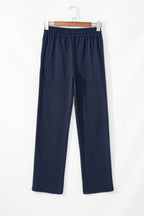 Solid Fleece-Lined Drawstring Waist Pants