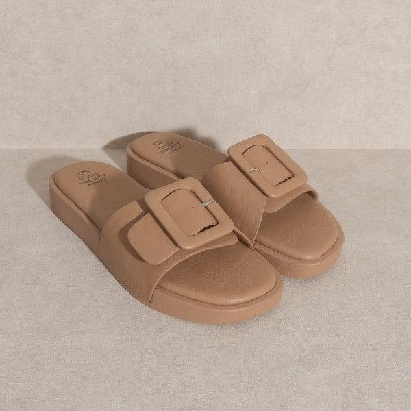Women's Shoes - Sandals Single Buckle Slide Sandals