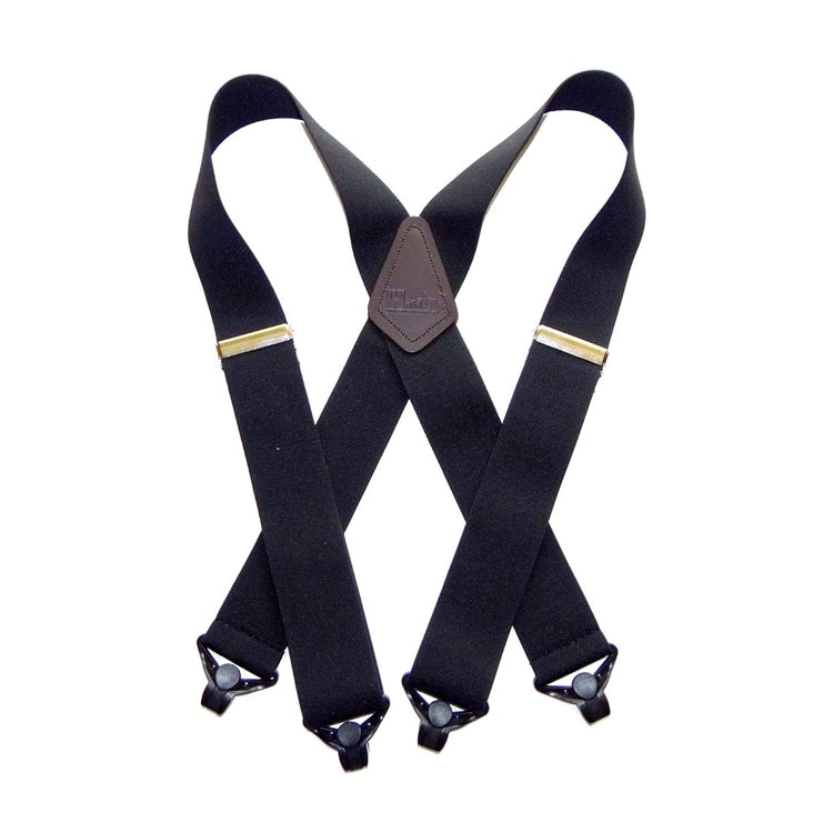 Holdup Brand 2" Wide Graphite Black X-back Suspenders with Patented Black Gripper Clasps