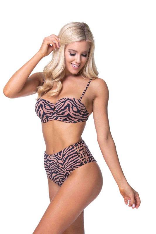 Zebra Print Underwire Bikini Set - VacationGrabs