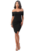 Off the Shoulder Front Twist Bodycon Dress - VacationGrabs