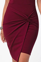 Off the Shoulder Front Twist Bodycon Dress - VacationGrabs