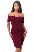 Women's DressesOff the Shoulder Front Twist Bodycon Dress - VacationGrabs