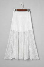 Floral Sheer Lace Flowy Maxi Skirt