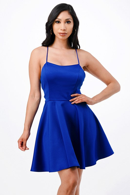 Women's DressesSatin Crisscross Back Cocktail Party Dress - VacationGrabs