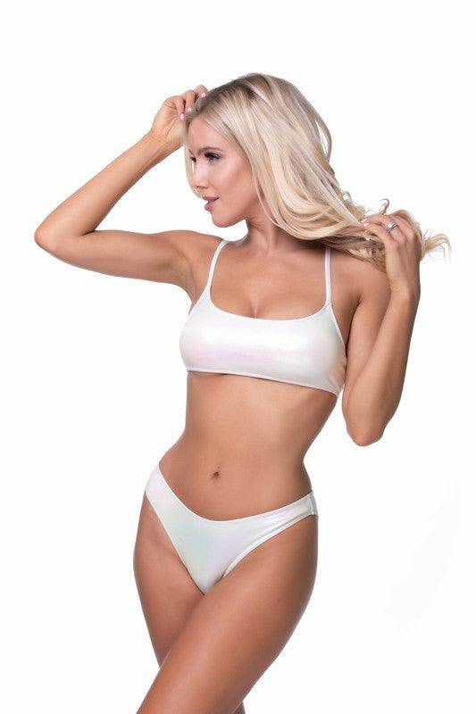 Metallic Scoop Top Bikini Set - VacationGrabs