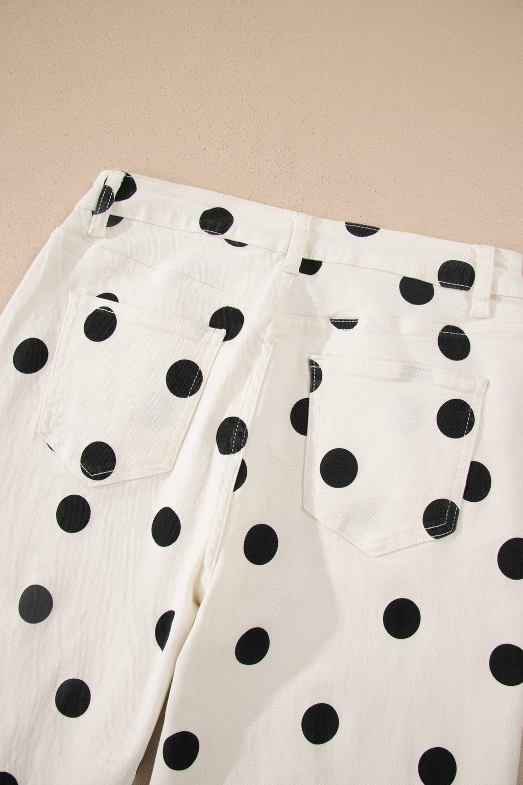 Polka Dot Wide Leg Ankle Length Jeans