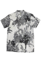 Men's White Black Print Button Down Shirt - VacationGrabs
