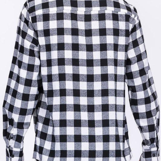 Men's Shirts Regular Fit Checker Plaid Flannel Long Sleeve