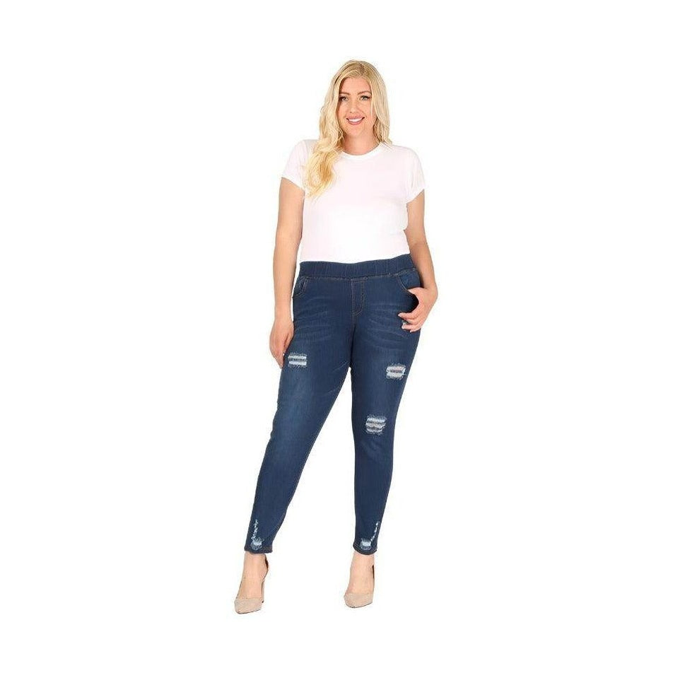 Plus Size High Waist Distressed Jeggings Pants - VacationGrabs