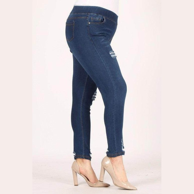 Plus Size High Waist Distressed Jeggings Pants - VacationGrabs