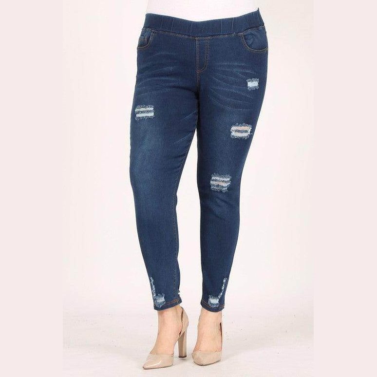 Plus Size High Waist Distressed Jeggings Pants - VacationGrabs