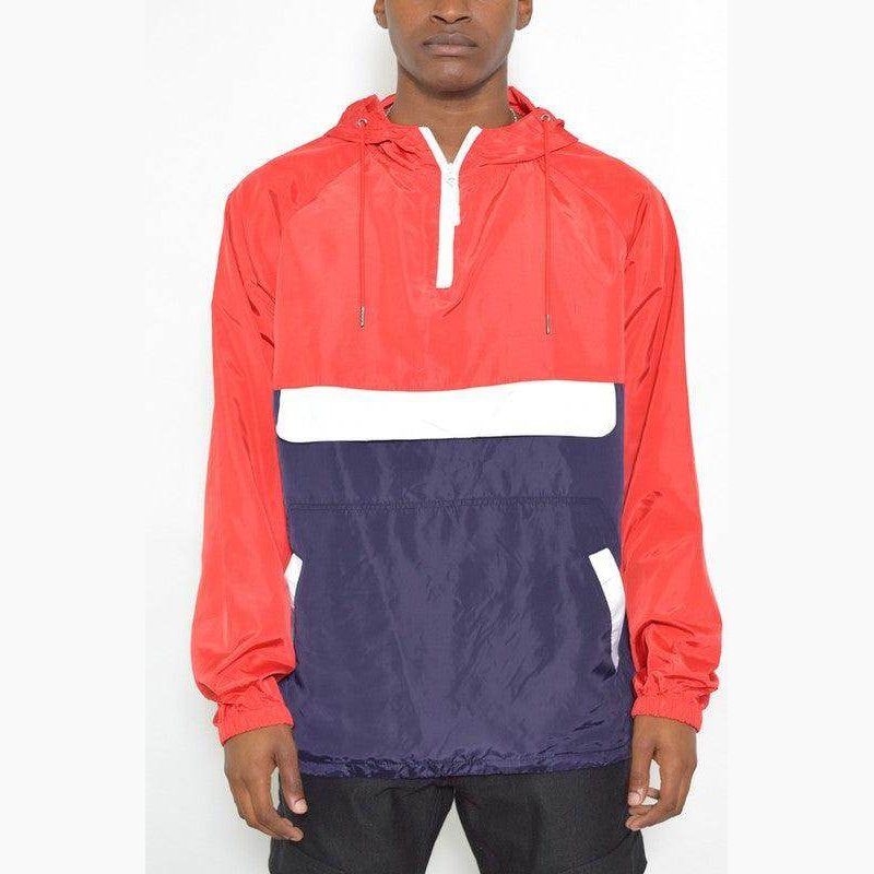 Color Block Jacket Pullover Windbreaker - VacationGrabs