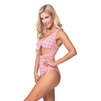 Plaid Cutout One Piece Swimsuit - VacationGrabs