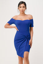 Women's DressesOff the Shoulder Front Twist Bodycon Dress - VacationGrabs