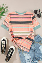 Stripe Short Sleeve Crew Neck T-Shirt