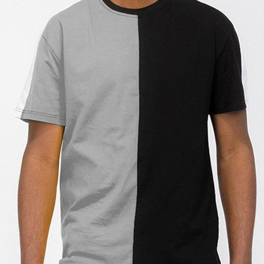 Men's Shirts Two Tone Color Block Short Sleeve Tshirt