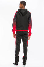 Men's Black/Red Full Zip Ombre Track Suit - VacationGrabs