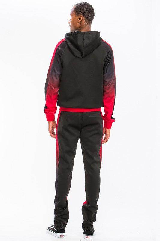 Men's Black/Red Full Zip Ombre Track Suit - VacationGrabs