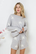 Women's Outfits & SetsSoft Long Sleeve Star Print Top and Short Set - VacationGrabs