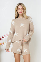 Women's Outfits & SetsSoft Long Sleeve Star Print Top and Short Set - VacationGrabs