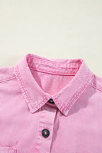 Denim Short Sleeve Double Chest Pocket Shirt Dress
