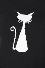 Cat Jacquard Cotton Sweater Top - VacationGrabs