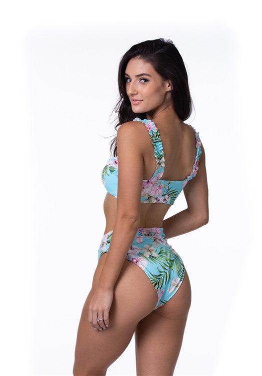 Mint Tropical Floral Bikini Set - VacationGrabs