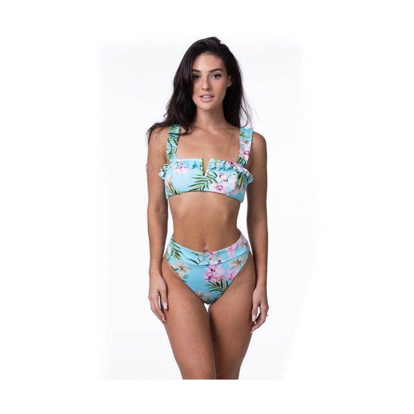 Mint Tropical Floral Bikini Set - VacationGrabs