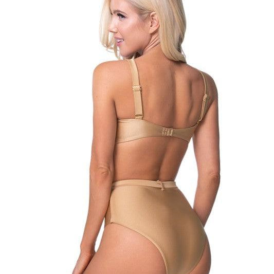 Women's Swimwear - 2PC Gold High Waist Bikini Set