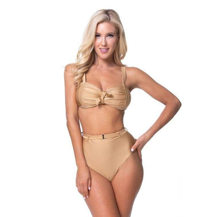 Gold High Waist Bikini Set - VacationGrabs