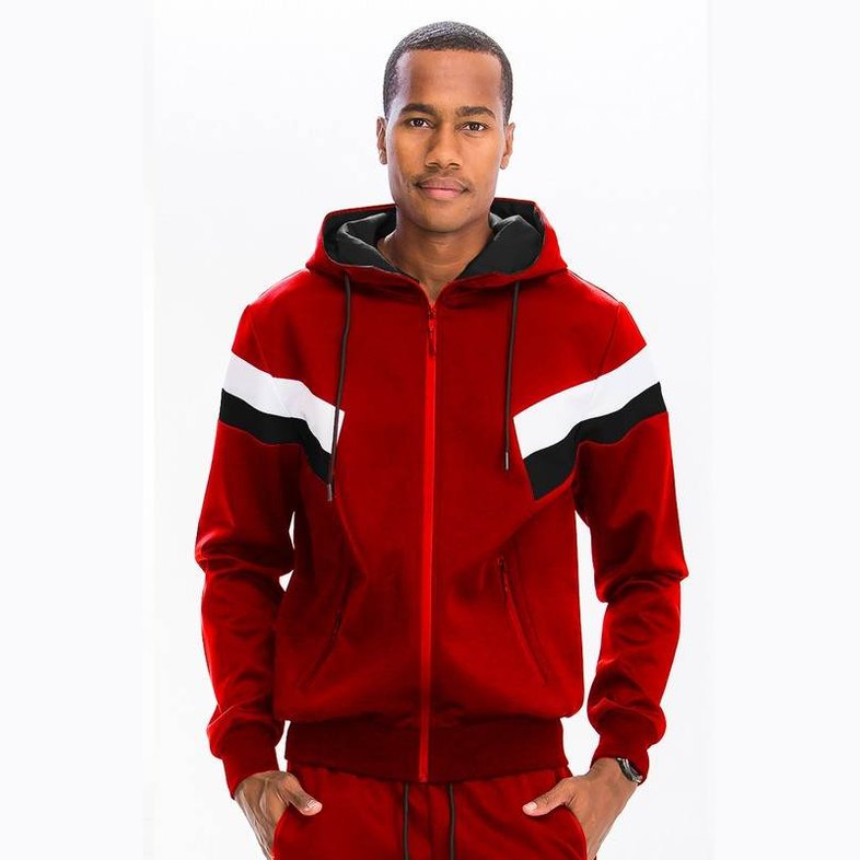 Chevron Stripe Full Zip Track Suit - VacationGrabs