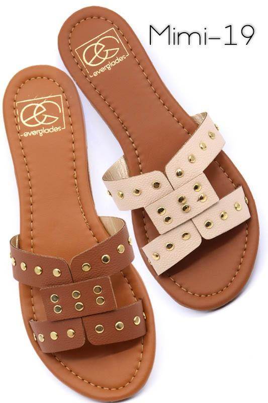 Women's Shoes Slide Sandal With Rivet Studs - VacationGrabs