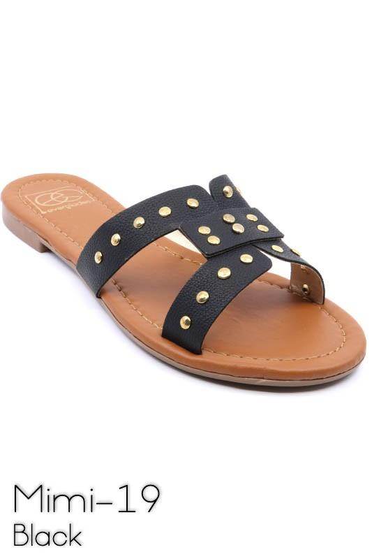 Women's Shoes Slide Sandal With Rivet Studs - VacationGrabs