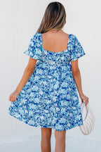 Floral Puff Sleeve Babydoll Mini Dress