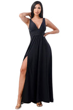 Matte Tricot Deep V Neck A Line Dress - VacationGrabs