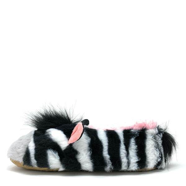 ZZ Zebra - Women's Fluffy Animal House Slippers - VacationGrabs