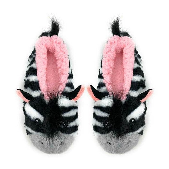 ZZ Zebra - Women's Fluffy Animal House Slippers - VacationGrabs