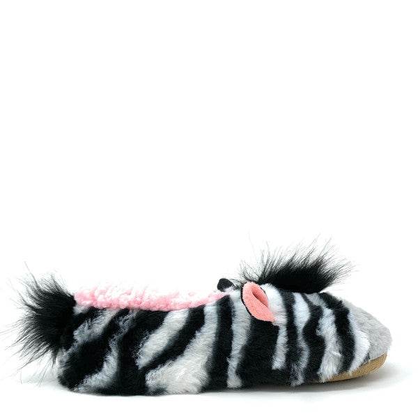 ZZ Zebra - Women's Fluffy Animal House Slippers - VacationGrabs