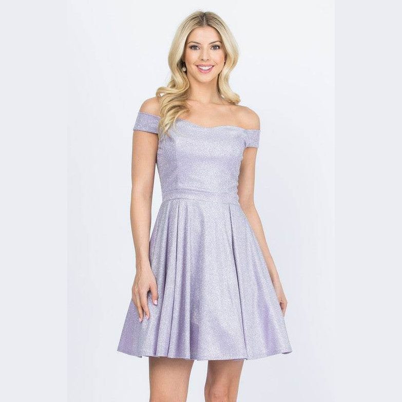 Off The Shoulder Skater Dress Jaquard - VacationGrabs