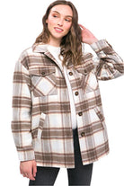 Women's Coats & JacketsPlaid Button Up Jacket with Sherpa Lining - VacationGrabs