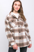 Women's Coats & JacketsPlaid Button Up Jacket with Sherpa Lining - VacationGrabs