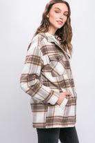 Women's Coats & JacketsPlaid Button Up Jacket with Sherpa Lining - VacationGrabs