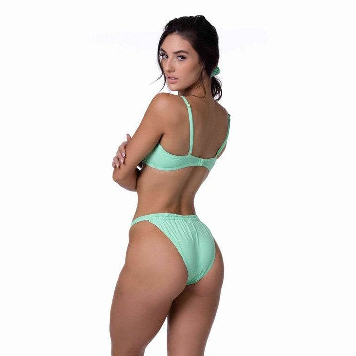 Solid Cute Bandeau Bikini Set - VacationGrabs